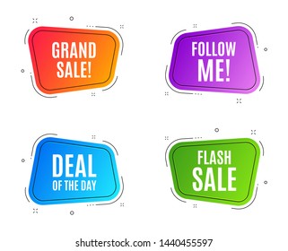 Geometric banners. Flash Sale. Special offer price sign. Advertising Discounts symbol. Follow me banner. Clearance sale. Vector