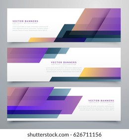 geometric banners set in elegant purple color shades