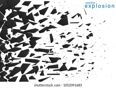 Geometric banners.Abstract explosion of black glass.Square and circle destruction shapes.3d effect of particles.Vector illustration.