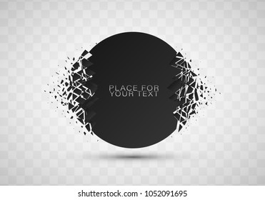 Geometric Banners.Abstract Explosion Of Black Glass.Square And Circle Destruction Shapes.3d Effect Of Particles.Vector Illustration.