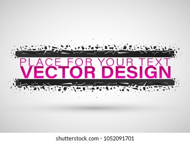 Geometric banners.Abstract explosion of black glass.Square and circle destruction shapes.3d effect of particles.Vector illustration.