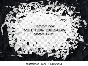 Geometric banners.Abstract explosion of black glass.Square and circle destruction shapes.3d effect of particles.Vector illustration.