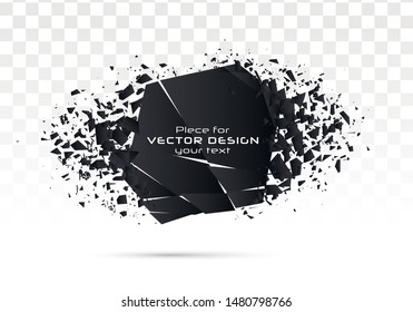 Geometric banners.Abstract explosion of black glass.Square and circle destruction shapes.3d effect of particles.Vector illustration.