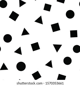 Geometric basic shapes seamless pattern. Circles, squares and triangles texture.