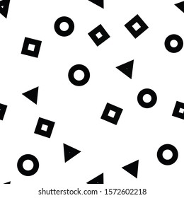 Geometric basic shapes seamless pattern. Circles, squares and triangles texture.