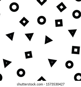 Geometric basic shapes seamless pattern. Circles, squares and triangles texture.