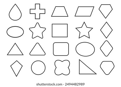 Geometric basic shapes vector isolated element design. Abstract geometric frame. Badges black icon, banners or tags. Vector shapes set. EPS 10.