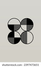 Geometric Bauhaus Artwork Background. Abstract Geometric Bauhaus Wall Decoration Poster. Mid Century Modern Wall Art