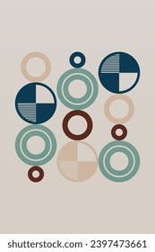 Geometric Bauhaus Artwork Background. Abstract Geometric Bauhaus Wall Decoration Poster. Mid Century Modern Wall Art