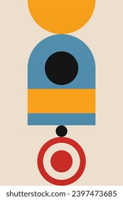 Geometric Bauhaus Artwork Background. Abstract Geometric Bauhaus Wall Decoration Poster. Mid Century Modern Wall Art