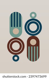 Geometric Bauhaus Artwork Background. Abstract Geometric Bauhaus Wall Decoration Poster. Mid Century Modern Wall Art