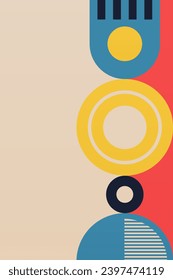Geometric Bauhaus Artwork Background. Abstract Geometric Bauhaus Wall Decoration Poster. Mid Century Modern Wall Art