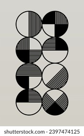 Geometric Bauhaus Artwork Background. Abstract Geometric Bauhaus Wall Decoration Poster. Mid Century Modern Wall Art