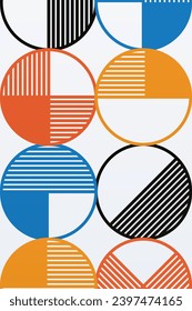 Geometric Bauhaus Artwork Background. Abstract Geometric Bauhaus Wall Decoration Poster. Mid Century Modern Wall Art
