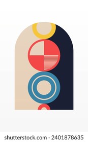 Geometric Bauhaus Artwork Background. Abstract Geometric Bauhaus Wall Decoration Poster. Mid Century Modern Wall Art