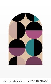 Geometric Bauhaus Artwork Background. Abstract Geometric Bauhaus Wall Decoration Poster. Mid Century Modern Wall Art