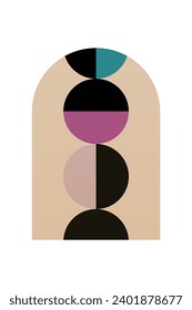 Geometric Bauhaus Artwork Background. Abstract Geometric Bauhaus Wall Decoration Poster. Mid Century Modern Wall Art