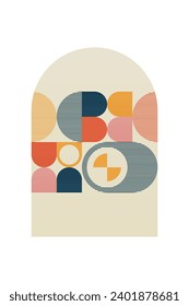 Geometric Bauhaus Artwork Background. Abstract Geometric Bauhaus Wall Decoration Poster. Mid Century Modern Wall Art