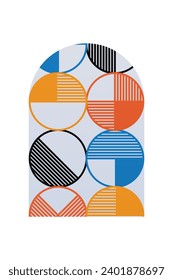Geometric Bauhaus Artwork Background. Abstract Geometric Bauhaus Wall Decoration Poster. Mid Century Modern Wall Art