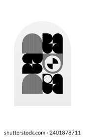 Geometric Bauhaus Artwork Background. Abstract Geometric Bauhaus Wall Decoration Poster. Mid Century Modern Wall Art