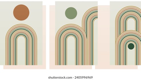 Geometric Bauhaus Artwork Background. Abstract Geometric Bauhaus Wall Decoration Poster. Mid Century Modern Wall Art