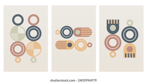 Fondo de arte de Bauhaus geométrico. Afiche De Decoración De Pared De Bauhaus Geométrico Resumen. Arte mural moderno de mediados del siglo