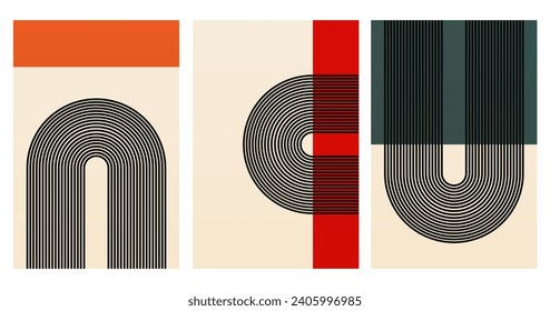 Geometric Bauhaus Artwork Background. Abstract Geometric Bauhaus Wall Decoration Poster. Mid Century Modern Wall Art