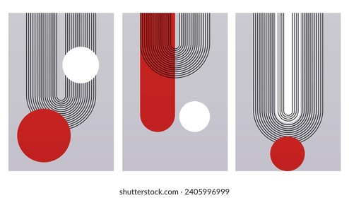 Geometric Bauhaus Artwork Background. Abstract Geometric Bauhaus Wall Decoration Poster. Mid Century Modern Wall Art