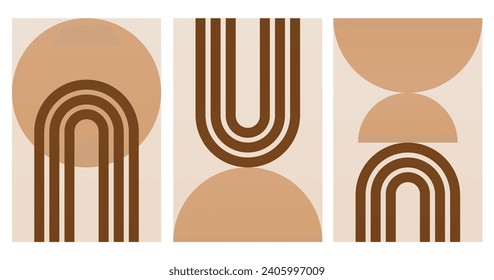 Geometric Bauhaus Artwork Background. Abstract Geometric Bauhaus Wall Decoration Poster. Mid Century Modern Wall Art