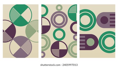 Geometric Bauhaus Artwork Background. Abstract Geometric Bauhaus Wall Decoration Poster. Mid Century Modern Wall Art