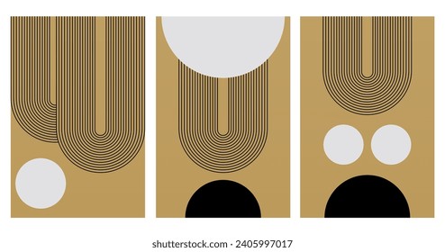 Geometric Bauhaus Artwork Background. Abstract Geometric Bauhaus Wall Decoration Poster. Mid Century Modern Wall Art