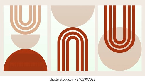 Geometric Bauhaus Artwork Background. Abstract Geometric Bauhaus Wall Decoration Poster. Mid Century Modern Wall Art