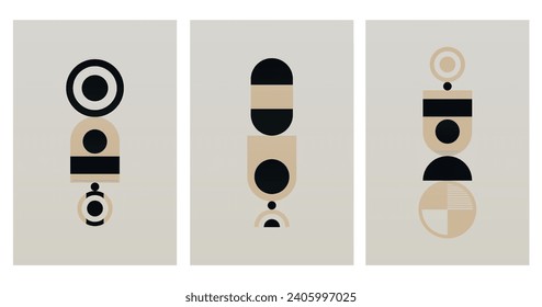 Geometric Bauhaus Artwork Background. Abstract Geometric Bauhaus Wall Decoration Poster. Mid Century Modern Wall Art