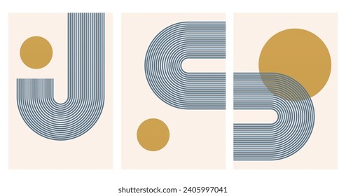 Geometric Bauhaus Artwork Background. Abstract Geometric Bauhaus Wall Decoration Poster. Mid Century Modern Wall Art