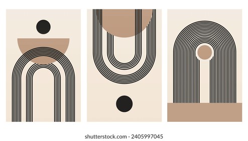 Geometric Bauhaus Artwork Background. Abstract Geometric Bauhaus Wall Decoration Poster. Mid Century Modern Wall Art