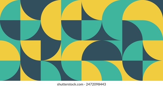 Fondo de Bauhaus geométrico. Diseño de Vector Abstractas 
 patrón. Forma de semicírculo. Colores de moda brillantes de Elementos medio decorativos.Ilustración vectorial