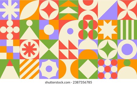 Geometric bauhaus background. Trendy abstract swiss banner. Vector illustration