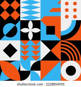Geometric Bauhaus Pattern design. Abstract Background design template. Vector Shape and modern art. 