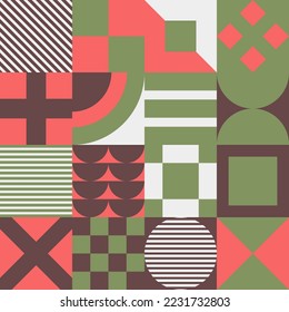 Diseño del patrón Bauhaus geométrico. Resumen Plantilla de diseño de fondo. Forma vectorial y arte moderno. 