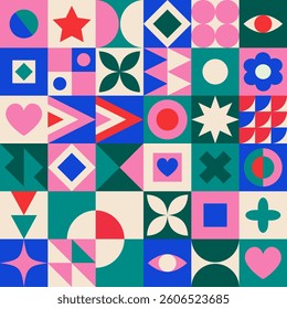 Geometric Bauhaus pattern. Retro pattern seamless.