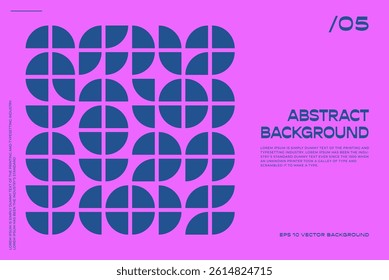Geometric Bauhaus Poster bg. Inspired by Swiss Design geometric principles. Abstract vector illusions and modern minimalist shapes pink background.