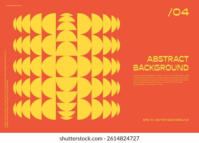 Geometric Bauhaus Poster bg. Inspired by Swiss Design geometric principles. Abstract vector illusions and modern minimalist shapes red background.