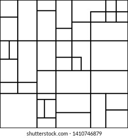 Geometric Bauhaus style vector background. Seamless grid pattern. Black and white. 