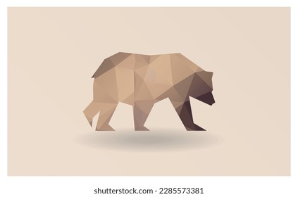 Geometric bear clip art design, vector. Geometrical mosaic illustration. 
