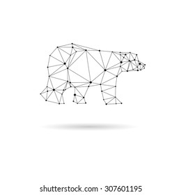 Geometric bear design silhouette. Black line vector illustration