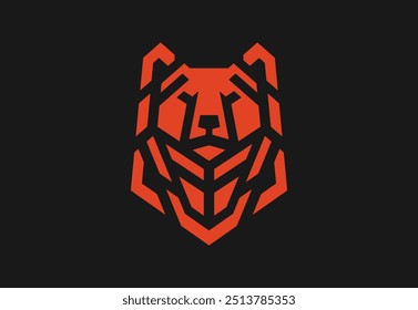 Geometric Bear Face Logo in Orange - Modern Minimalist Design