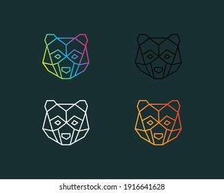 geometric bear head logo simple with color option