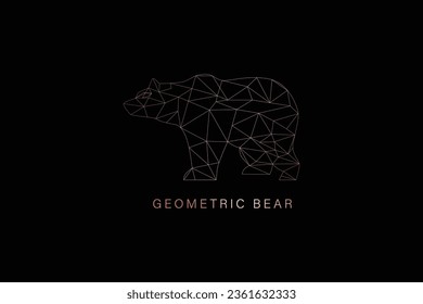 geometric bear illustration design, bear standing line art design