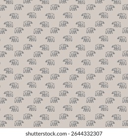 Geometric Bear Seamless Pattern, Modern Polygonal Low Poly Animal Vector Background for Nursery and Fabric