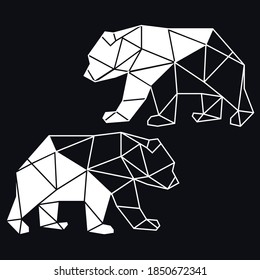 Geometric bear walking. Vector seamless pattern illustration.